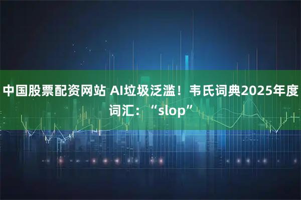 中国股票配资网站 AI垃圾泛滥！韦氏词典2025年度词汇：“slop”